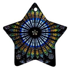Stained Glass Rose Window In France s Strasbourg Cathedral Ornament (star) by Ket1n9