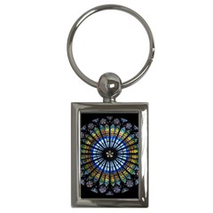 Stained Glass Rose Window In France s Strasbourg Cathedral Key Chain (rectangle) by Ket1n9