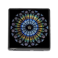 Stained Glass Rose Window In France s Strasbourg Cathedral Memory Card Reader (square 5 Slot) by Ket1n9