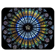 Stained Glass Rose Window In France s Strasbourg Cathedral Premium Plush Fleece Blanket (medium) by Ket1n9