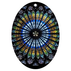 Stained Glass Rose Window In France s Strasbourg Cathedral Uv Print Acrylic Ornament Oval by Ket1n9