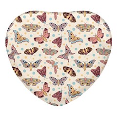 Pattern With Butterflies Moths Heart Glass Fridge Magnet (4 Pack) by Ket1n9