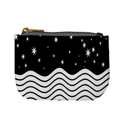 Black And White Waves And Stars Abstract Backdrop Clipart Mini Coin Purse by Hannah976