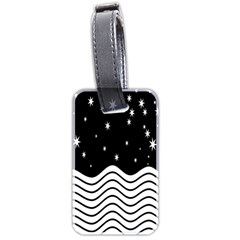 Black And White Waves And Stars Abstract Backdrop Clipart Luggage Tag (two Sides) by Hannah976