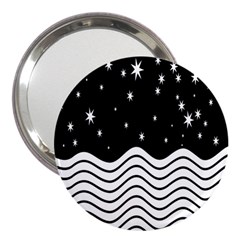 Black And White Waves And Stars Abstract Backdrop Clipart 3  Handbag Mirrors by Hannah976