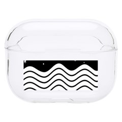 Black And White Waves And Stars Abstract Backdrop Clipart Hard Pc Airpods Pro Case