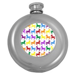 Colorful Horse Background Wallpaper Round Hip Flask (5 Oz)