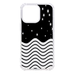 Black And White Waves And Stars Abstract Backdrop Clipart Iphone 13 Pro Tpu Uv Print Case by Hannah976
