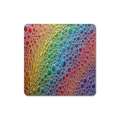 Bubbles Rainbow Colourful Colors Square Magnet