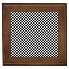 Black And White Checkerboard Background Board Checker Framed Tile by Hannah976