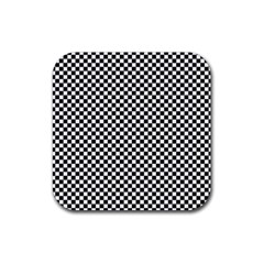 Black And White Checkerboard Background Board Checker Rubber Coaster (square) by Hannah976