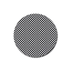 Black And White Checkerboard Background Board Checker Rubber Coaster (round)