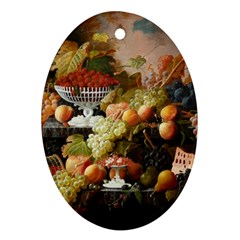 Abundance Of Fruit Severin Roesen Oval Ornament (two Sides)