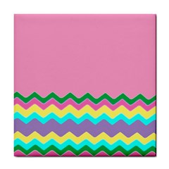 Easter Chevron Pattern Stripes Tile Coaster