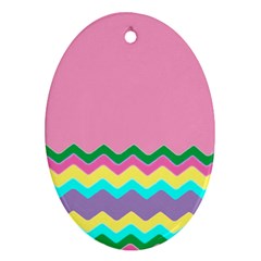 Easter Chevron Pattern Stripes Ornament (oval)