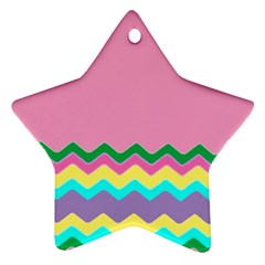 Easter Chevron Pattern Stripes Star Ornament (two Sides)