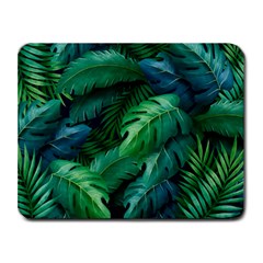 Tropical Green Leaves Background Small Mousepad