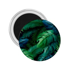 Tropical Green Leaves Background 2 25  Magnets