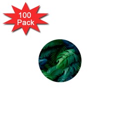 Tropical Green Leaves Background 1  Mini Buttons (100 Pack) 