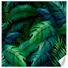 Tropical Green Leaves Background Canvas 20  X 20 