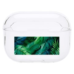 Tropical Green Leaves Background Hard Pc Airpods Pro Case by Hannah976
