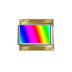 Multi Color Rainbow Background Gold Trim Italian Charm (9mm) by Hannah976
