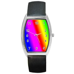 Multi Color Rainbow Background Barrel Style Metal Watch