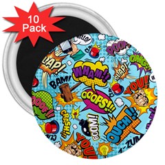 Comic Elements Colorful Seamless Pattern 3  Magnets (10 Pack) 