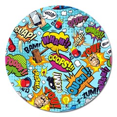 Comic Elements Colorful Seamless Pattern Magnet 5  (round)