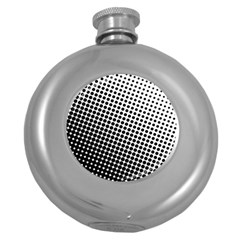 Background-wallpaper-texture-lines Dot Dots Black White Round Hip Flask (5 Oz) by Hannah976