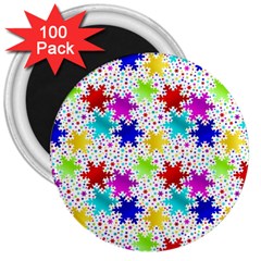 Snowflake Pattern Repeated 3  Magnets (100 Pack)