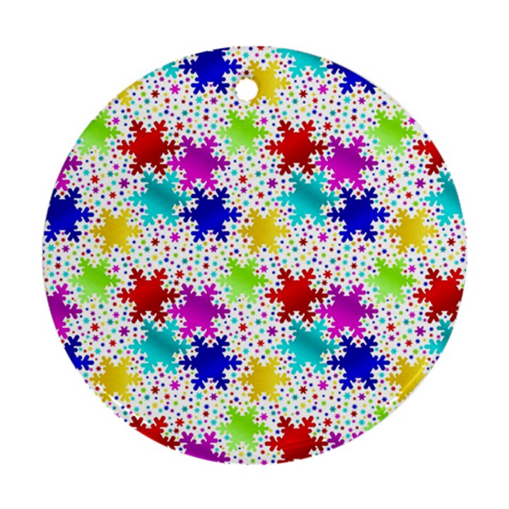 Snowflake Pattern Repeated Round Ornament (Two Sides)