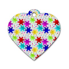Snowflake Pattern Repeated Dog Tag Heart (two Sides)