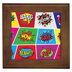 Pop Art Comic Vector Speech Cartoon Bubbles Popart Style With Humor Text Boom Bang Bubbling Expressi Framed Tile