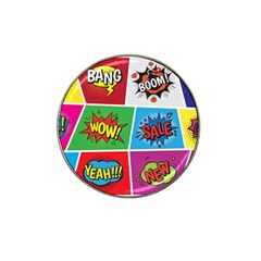 Pop Art Comic Vector Speech Cartoon Bubbles Popart Style With Humor Text Boom Bang Bubbling Expressi Hat Clip Ball Marker (4 Pack)