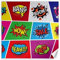 Pop Art Comic Vector Speech Cartoon Bubbles Popart Style With Humor Text Boom Bang Bubbling Expressi Canvas 12  X 12  by Hannah976