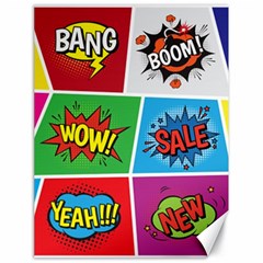 Pop Art Comic Vector Speech Cartoon Bubbles Popart Style With Humor Text Boom Bang Bubbling Expressi Canvas 18  X 24 