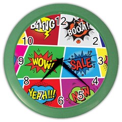 Pop Art Comic Vector Speech Cartoon Bubbles Popart Style With Humor Text Boom Bang Bubbling Expressi Color Wall Clock