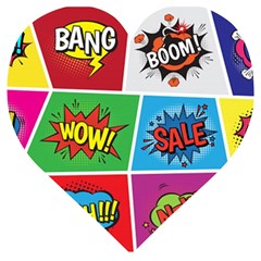 Pop Art Comic Vector Speech Cartoon Bubbles Popart Style With Humor Text Boom Bang Bubbling Expressi Wooden Puzzle Heart by Hannah976