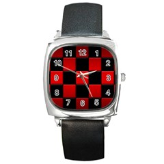 Black And Red Backgrounds- Square Metal Watch