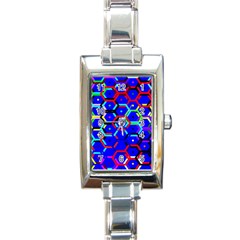 Blue Bee Hive Pattern Rectangle Italian Charm Watch