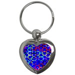 Blue Bee Hive Pattern Key Chain (Heart) Front