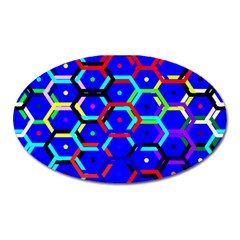 Blue Bee Hive Pattern Oval Magnet
