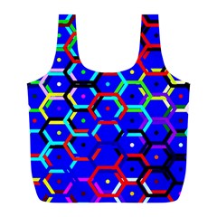 Blue Bee Hive Pattern Full Print Recycle Bag (l) by Hannah976