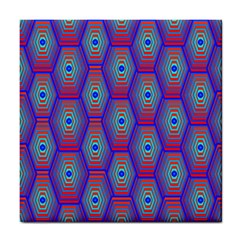 Red Blue Bee Hive Pattern Tile Coaster by Hannah976