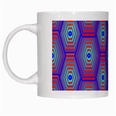 Red Blue Bee Hive Pattern White Mug