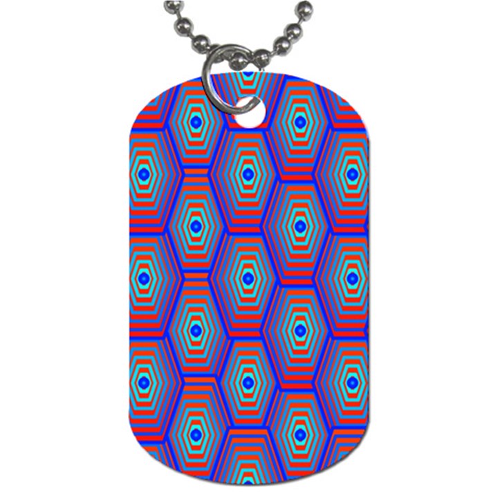 Red Blue Bee Hive Pattern Dog Tag (One Side)