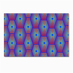 Red Blue Bee Hive Pattern Postcard 4 x 6  (pkg Of 10) by Hannah976