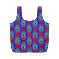 Red Blue Bee Hive Pattern Full Print Recycle Bag (m) by Hannah976
