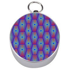 Red Blue Bee Hive Pattern Silver Compasses by Hannah976